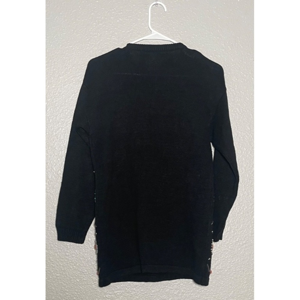 VTG Victoria Jones Sweater Women's Sm Petite Black Beaded Embellished Southwest - Picture 3 of 4